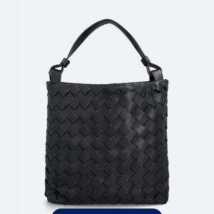 41 Hawthorn Black Woven Leather Hobo Bag